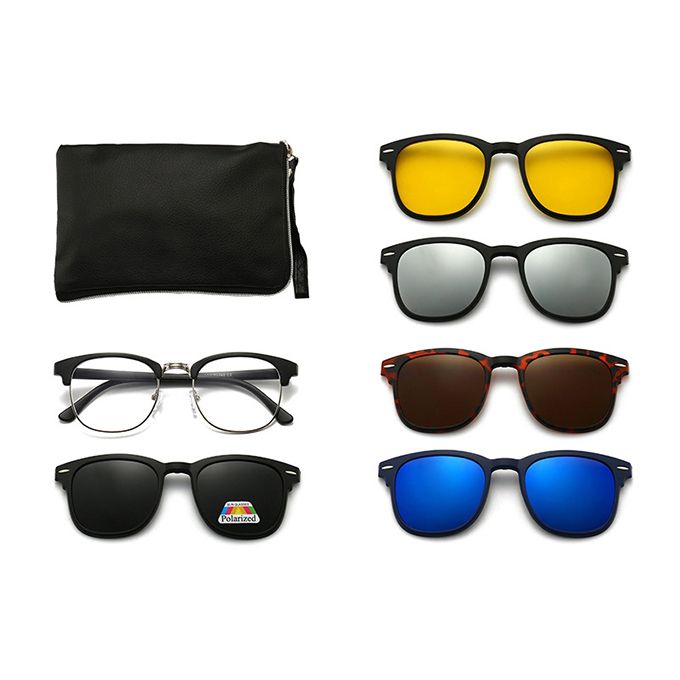 Magnetic 5Pcs Polarized Clip-on Sunglasses Plastic Frame For Night Driving