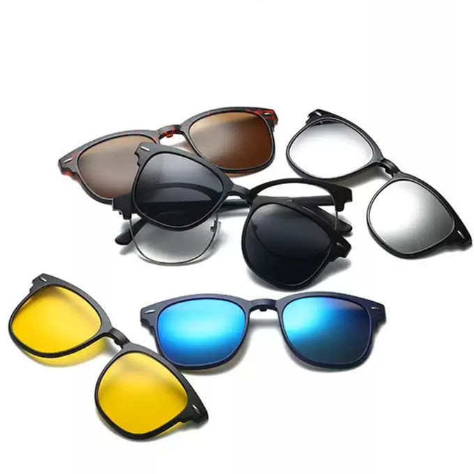 Magnetic 5Pcs Polarized Clip-on Sunglasses Plastic Frame For Night Driving