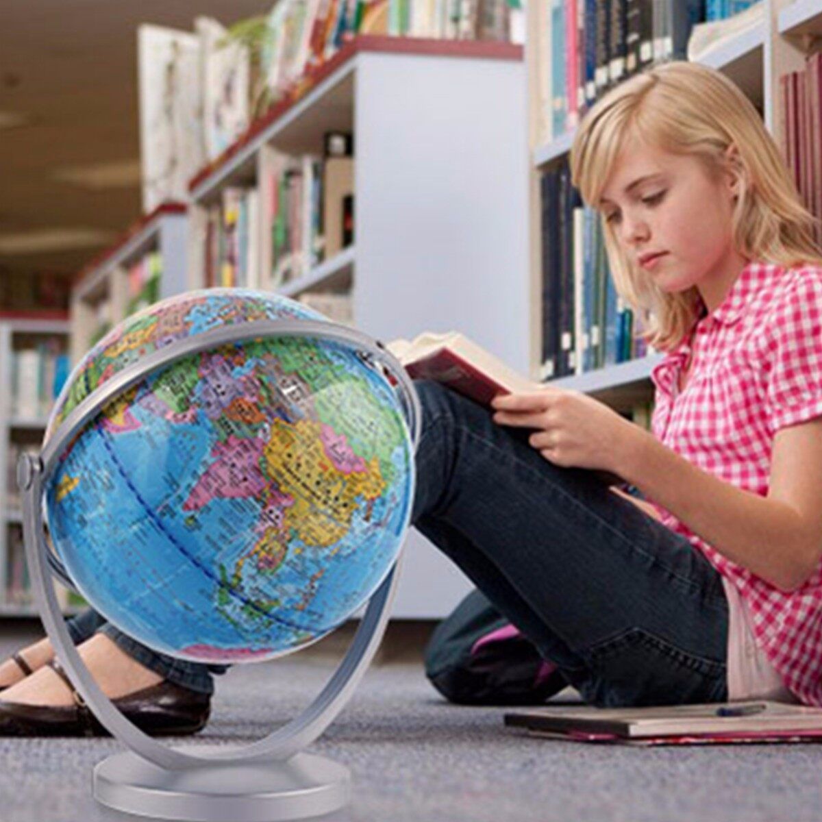 WORLD GLOBE Rotating Swivel Map Of Earth Atlas Geography