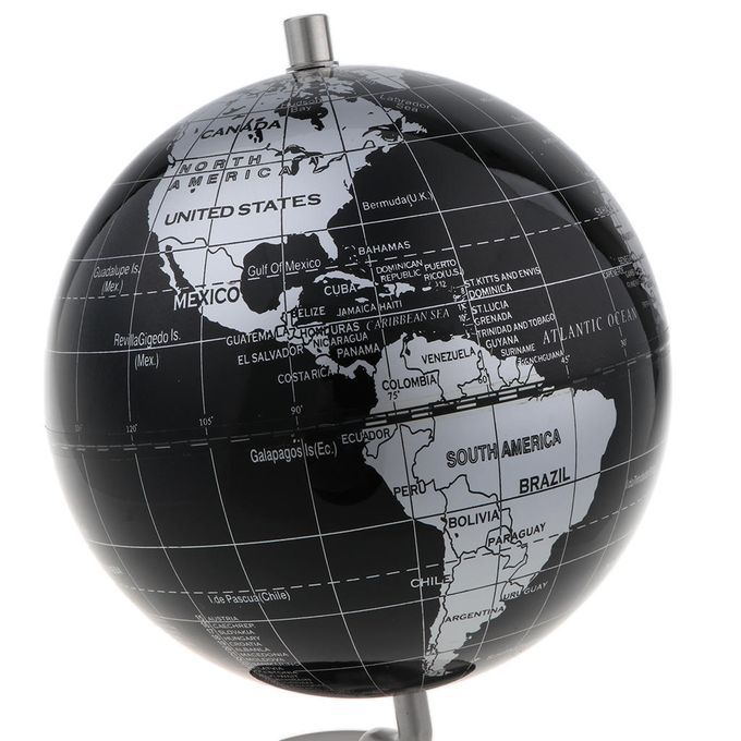 14cm Alloy Globe World Map Home Desk Decoration Kids Gift  Black