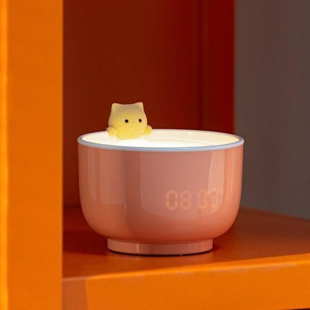 LED Night Light Digital Alarm Clock USB Charging Three-level Dimming Cute Cat Baby Feeding Lamp Bedroom Kids Children Gifts