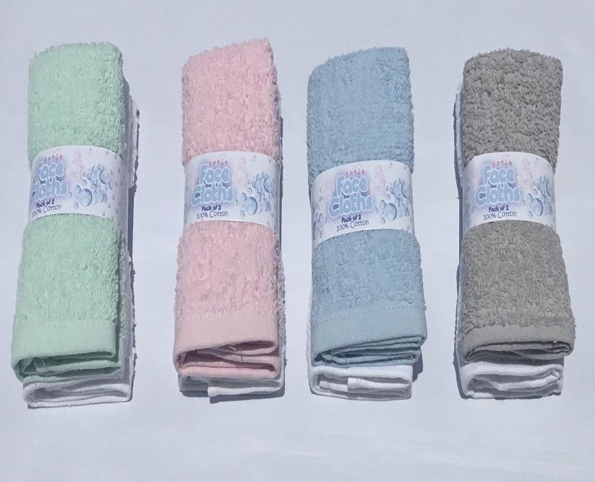 Pack Of 2 Face Towel - Green & White