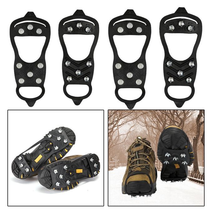 2 Pairs Of Hiking Plates Anti Ice Snowshoes 8 Teeth Grips Crampons