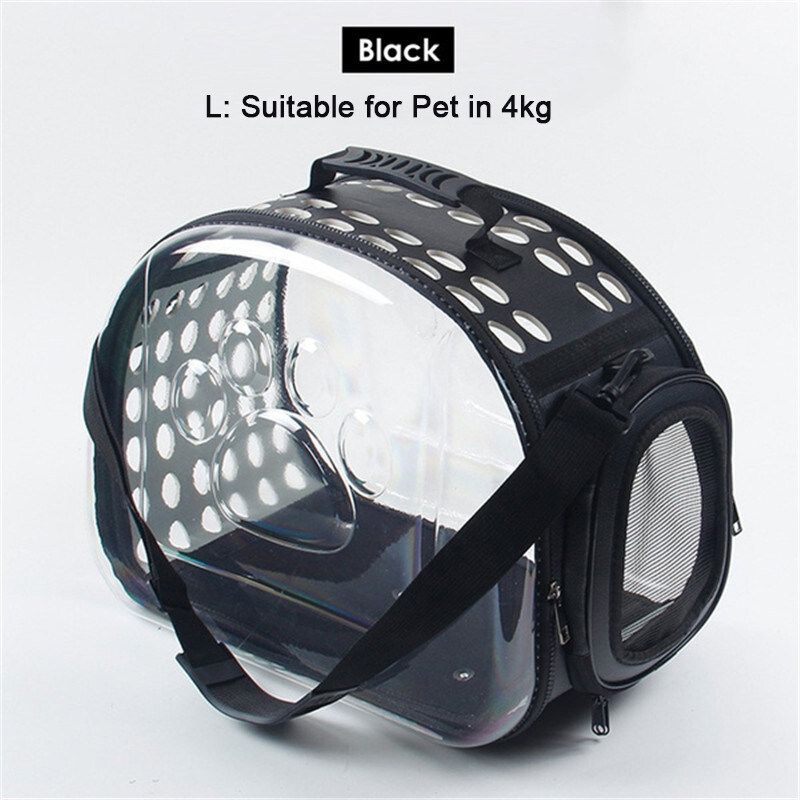 Transparent Pet Portable Carrier Backpack Space Capsule Travel Dog Cat Bag Case Black Size L