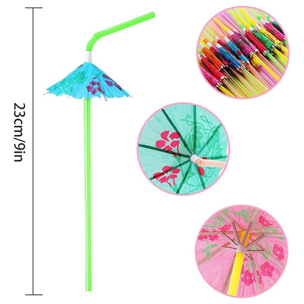 150 Pcs Umbrella Colourful Drinking Straws for Cocktail