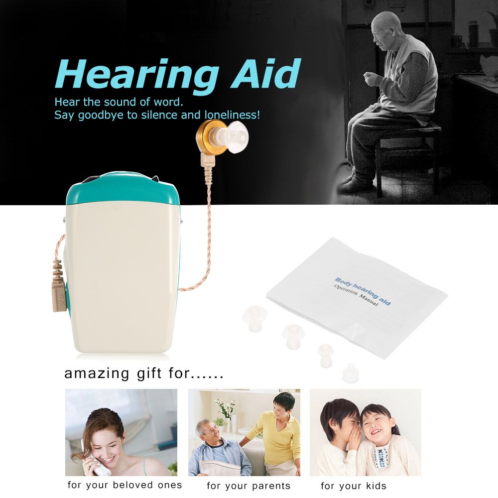 Pocket Hearing Aid Sound Amplifier Adjustable With Earplugs