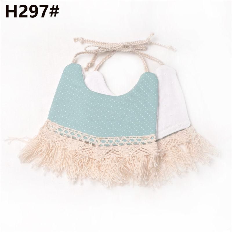 4PCS Kids Saliva Towel Feeding Double-deck Tassel Bib
