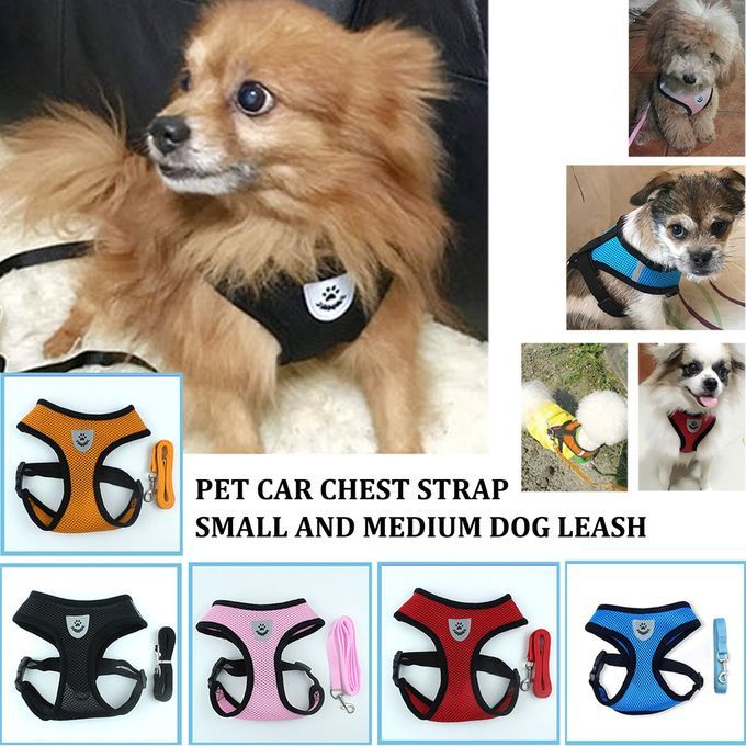 Adjustable Dog Harness Puppy Pet Dogs Vest Car Running Small Medium Padded-pink And Black-