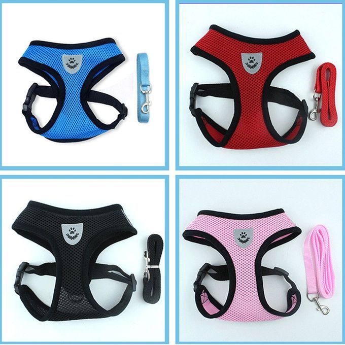 Adjustable Dog Harness Puppy Pet Dogs Vest Car Running Small Medium Padded-pink And Black-