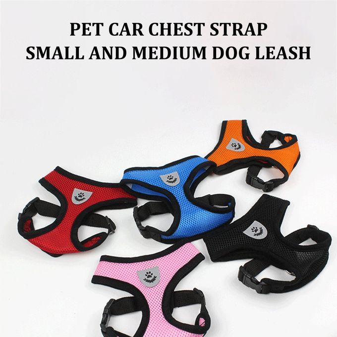 Adjustable Dog Harness Puppy Pet Dogs Vest Car Running Small Medium Padded-pink And Black-