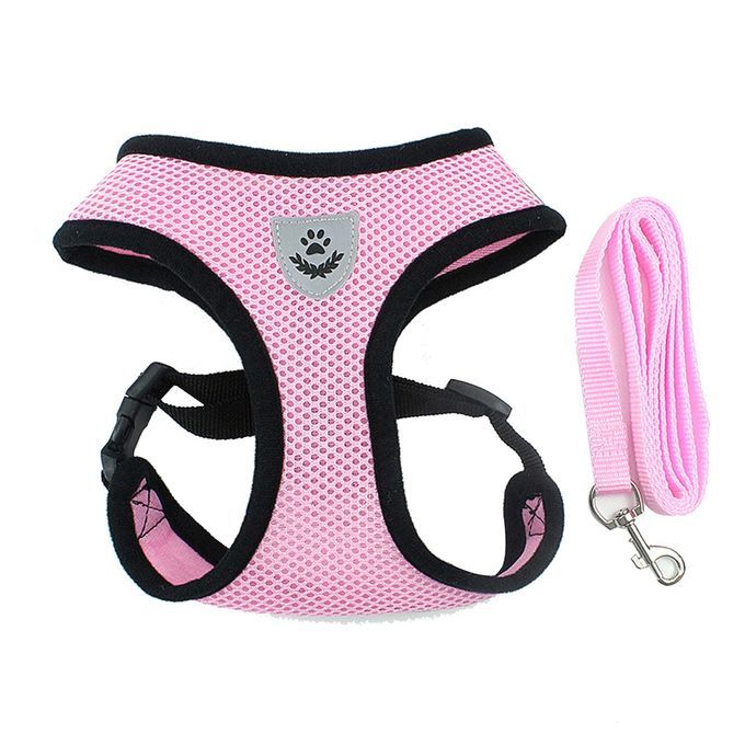 Adjustable Dog Harness Puppy Pet Dogs Vest Car Running Small Medium Padded-pink And Black-