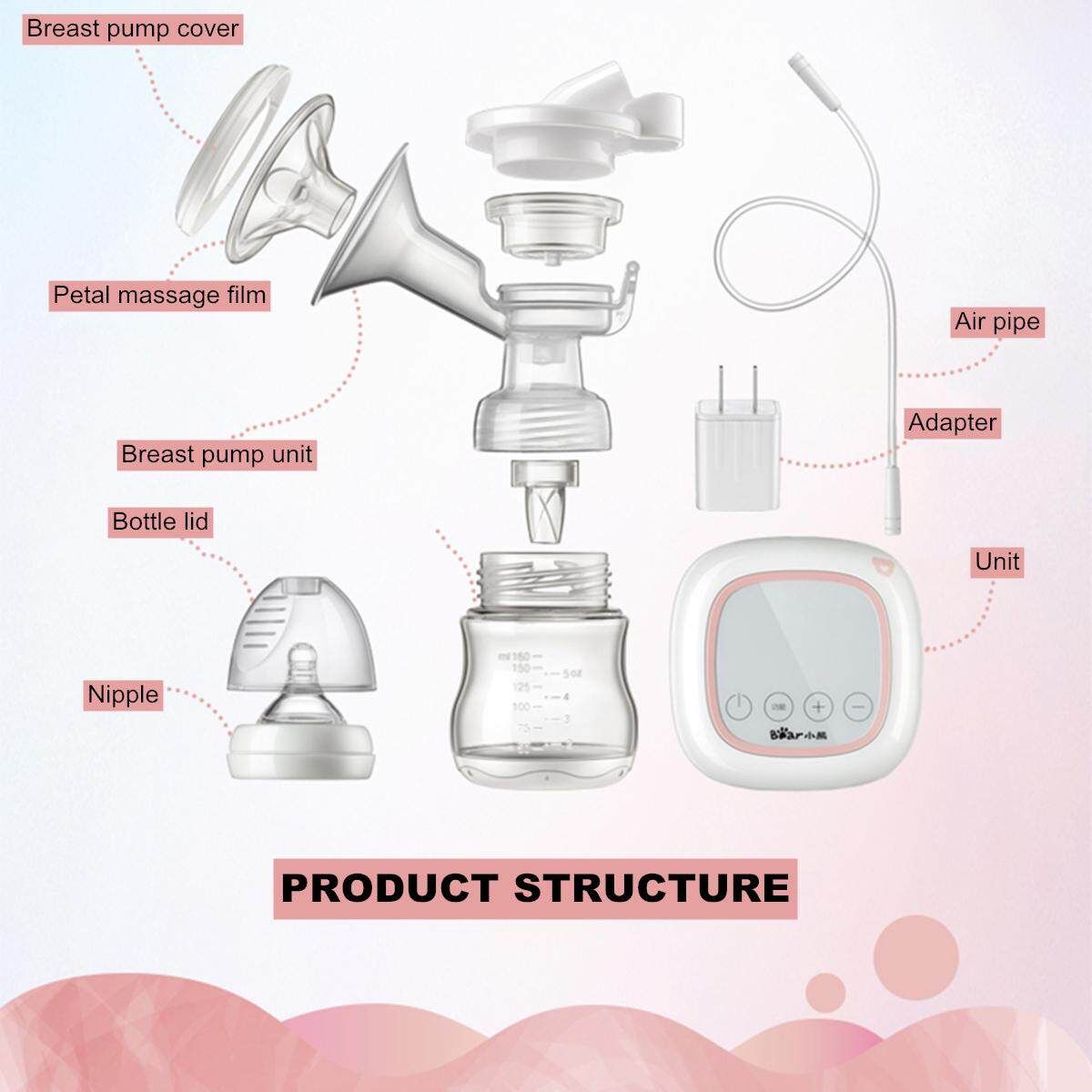 BPA Free Electric Pump Single Breastpump Baby Bottle Moms Milk Extractor