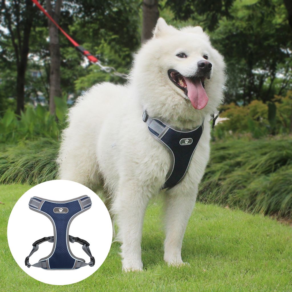 Pet Dog Vest Harness Walking No-Pull Reflective Dark Blue S