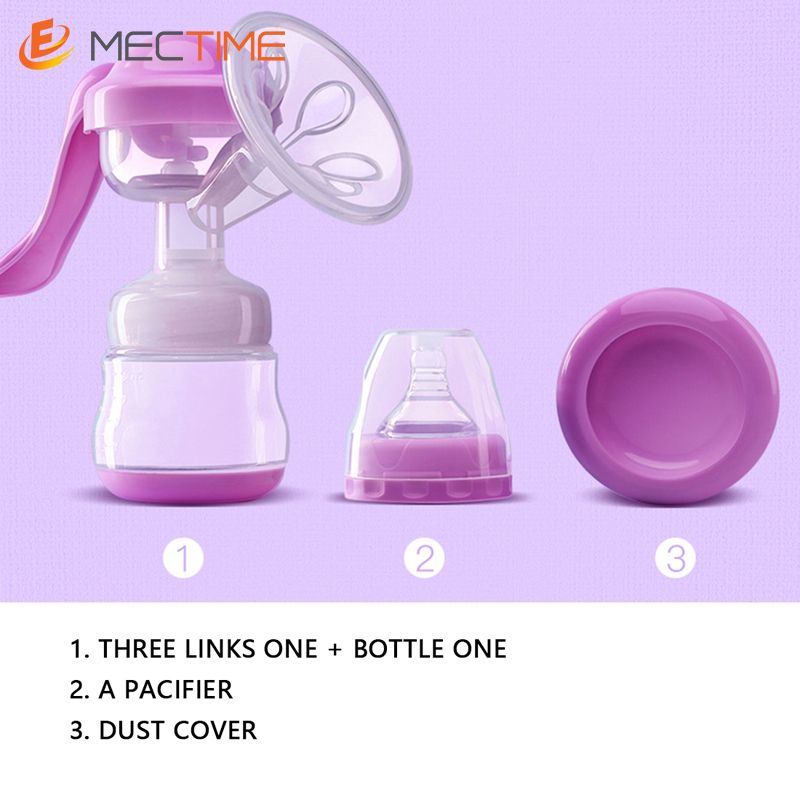 Manual Breast Pump 150ml Bottle Feeding- Purple