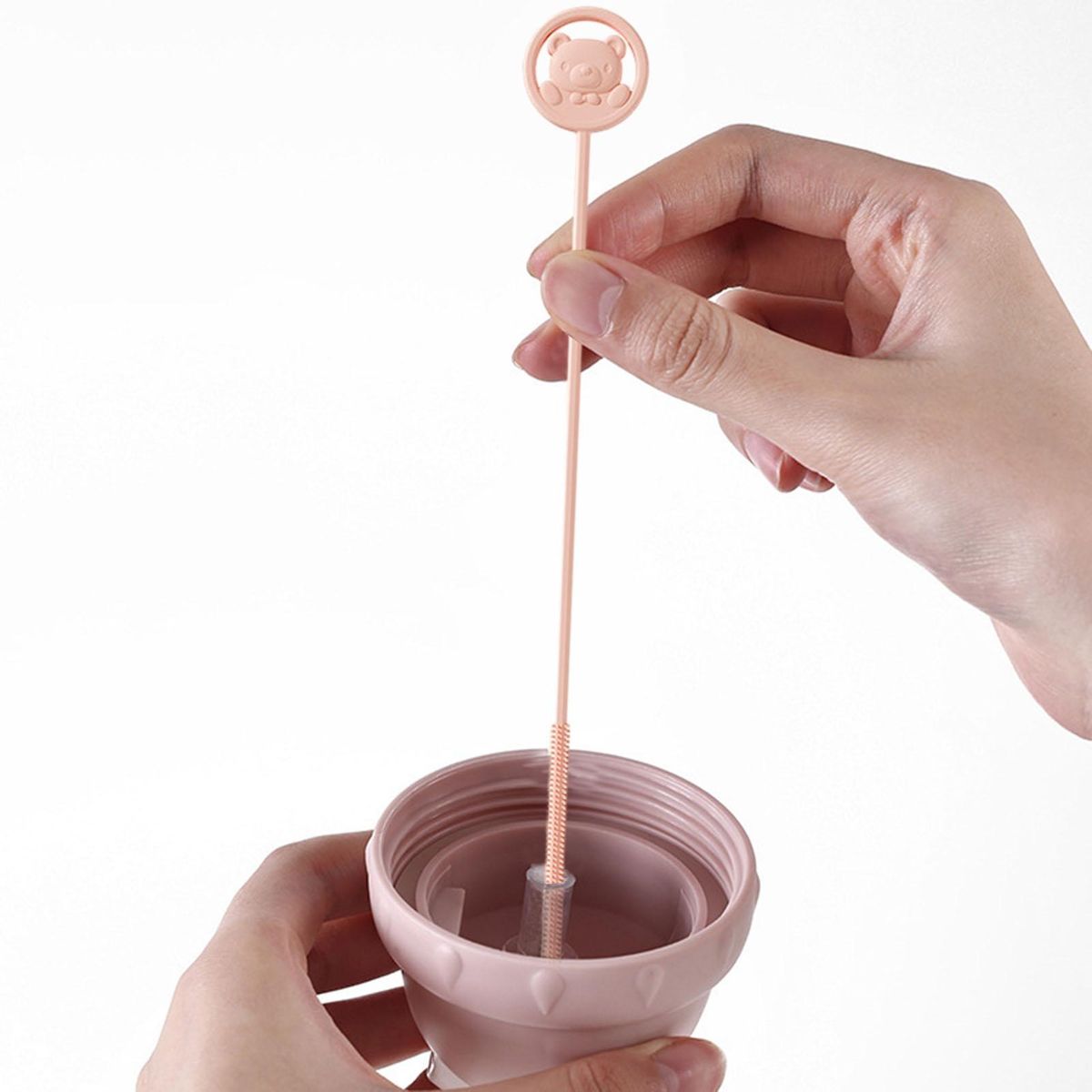 Silicone Straw Brush Sips 3-pack Reusable Straw amp Lid Brushes Extra Pink