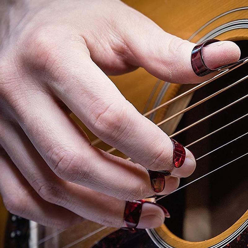 Ballad Guitar Finger Set Guitar Pain-Proof Finger Set Pluck Piece Accessories Guitar Guitar Finger Thumb Index Finger Set Red