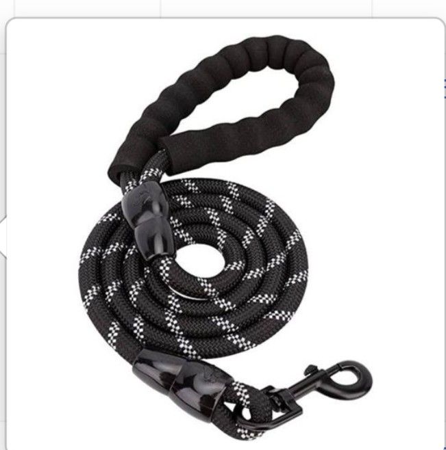 Reflective Dog Leash With Padded Handle, Black,