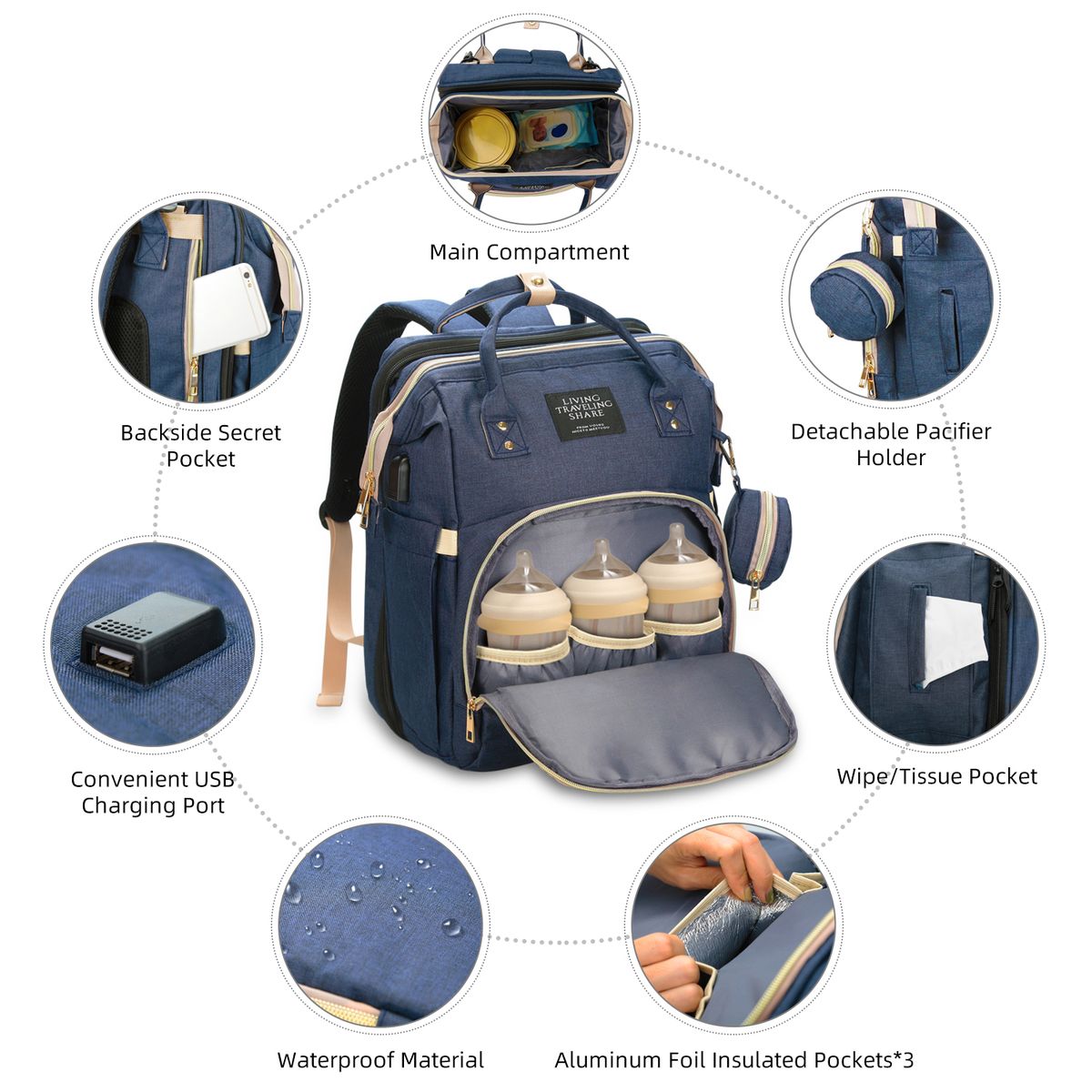New Mummy Bag Multifunctional Large Capacity Folding Crib