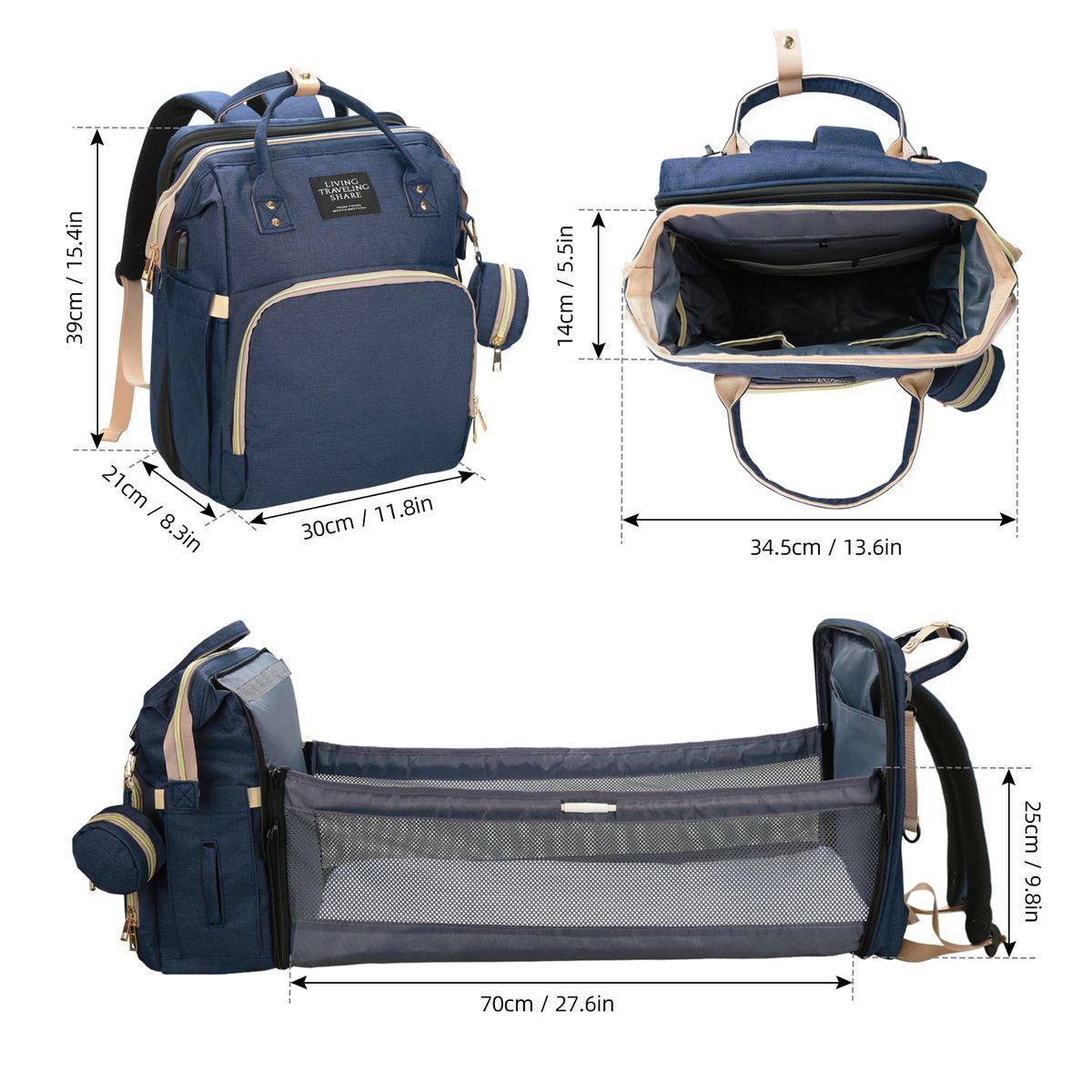 New Mummy Bag Multifunctional Large Capacity Folding Crib
