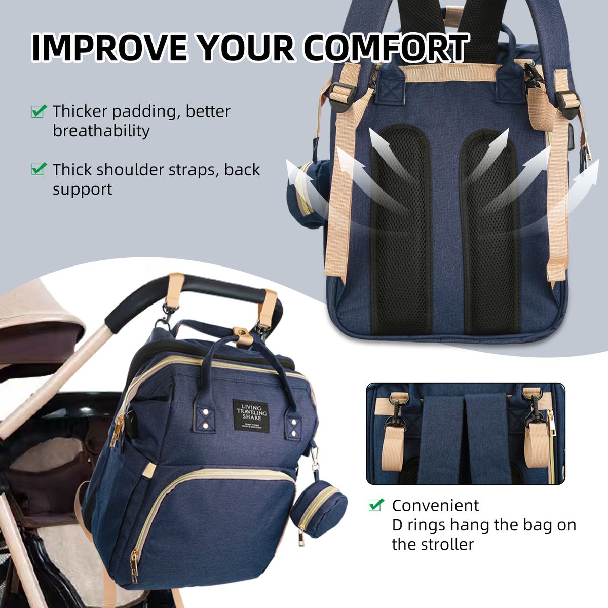 New Mummy Bag Multifunctional Large Capacity Folding Crib