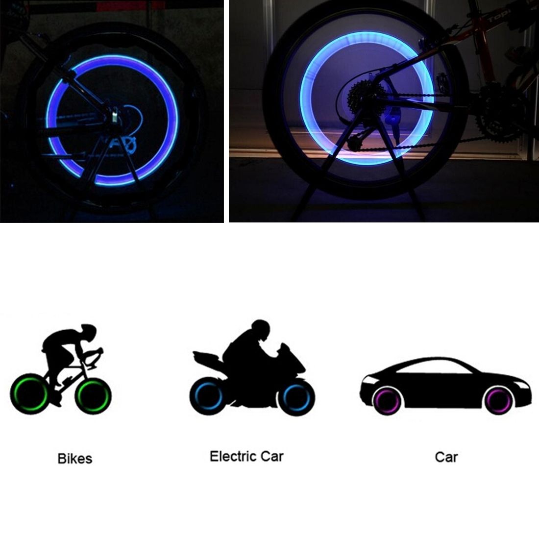 2 PCS Wheel Tyre Lamp With Battery For Car / Motorbike / Bike(Blue Light)