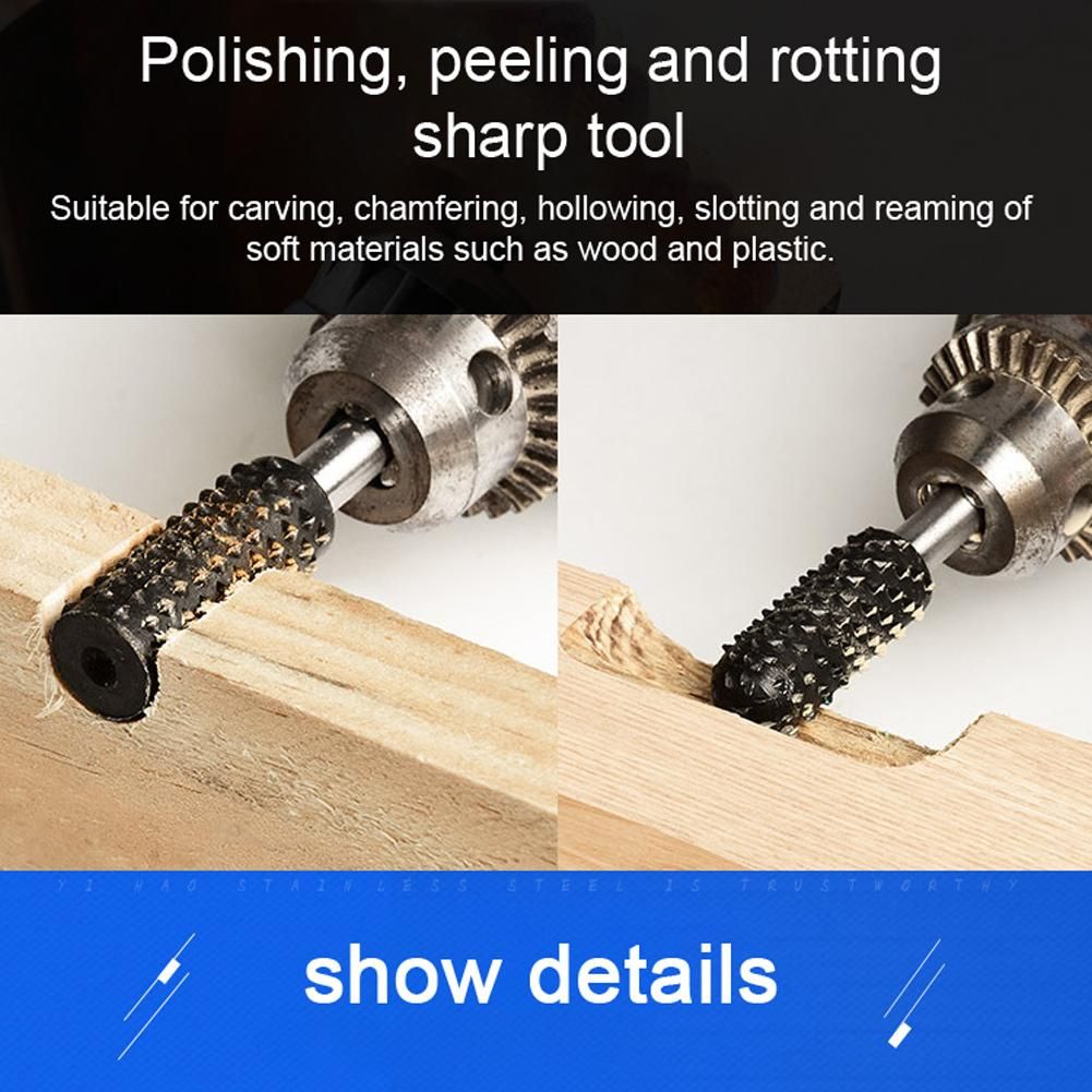 7 PCS 6.35mm Hexagonal Shank Woodworking Rotary Burr Set Carving Grinding Heads Set Wood Plastics DIY Grinding Craving Slotting High Carbon Steel Rotary Burr