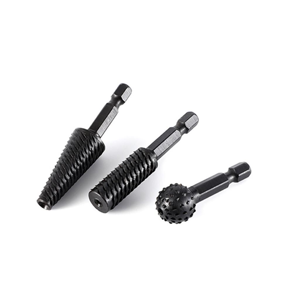 7 PCS 6.35mm Hexagonal Shank Woodworking Rotary Burr Set Carving Grinding Heads Set Wood Plastics DIY Grinding Craving Slotting High Carbon Steel Rotary Burr