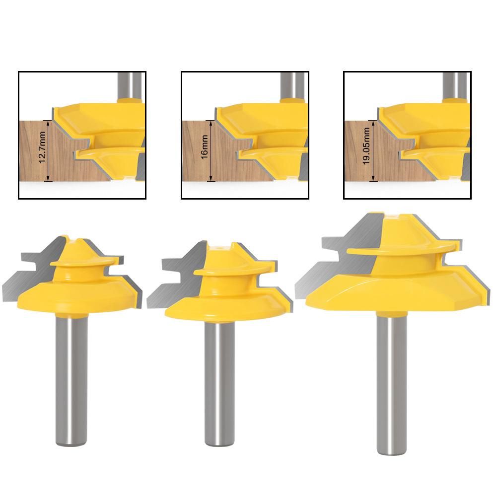 3PCS Rabbet Router Bit Set 8mm Shank with 12.7mm 16mm 19.05mm Height Slot Cutter Router Bit Wood Groove Milling Woodworking Tool