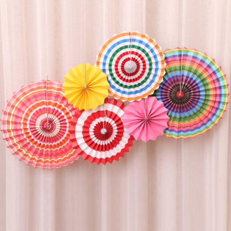 6 Pcs Paper Fan Flower European Style Garden