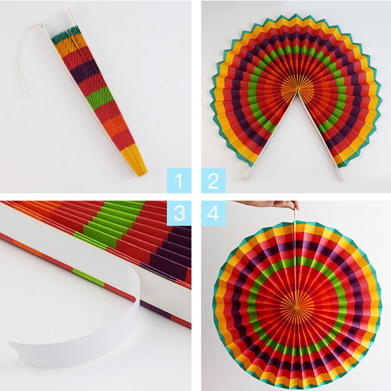 6 Pcs Paper Fan Flower European Style Garden