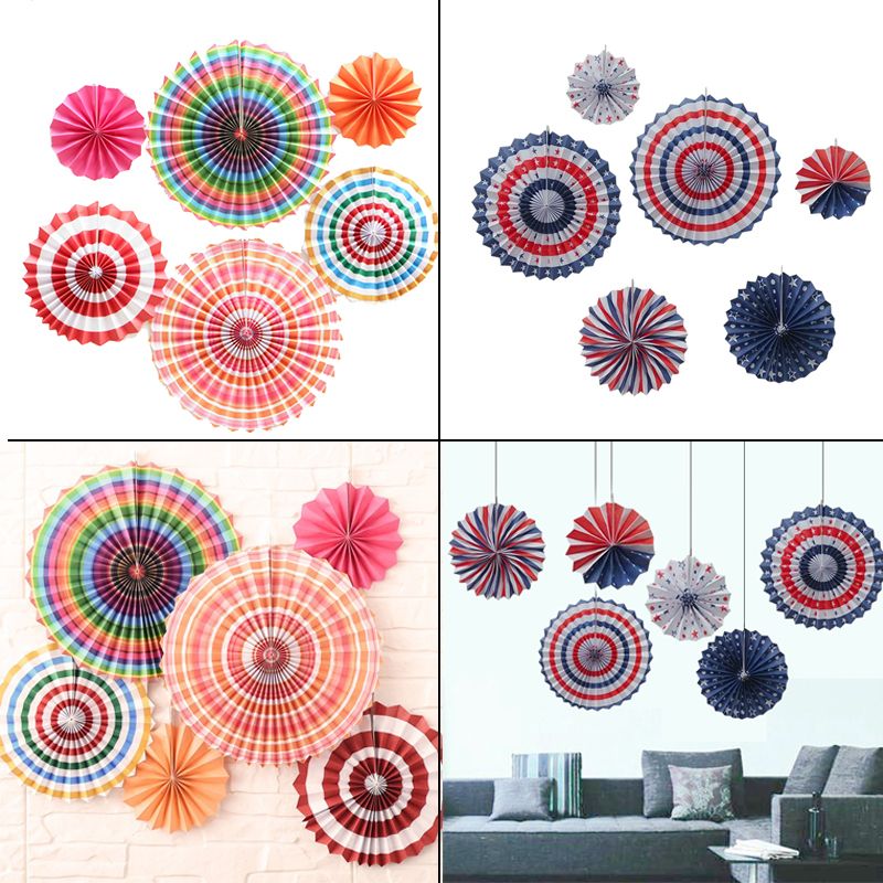 6 Pcs Paper Fan Flower European Style Garden