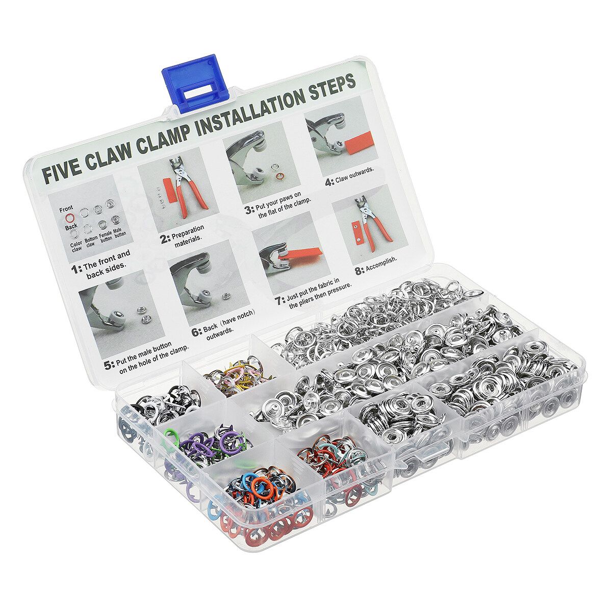 Solid Five Claw Buckle And Pliers Suit Combination Children's Button Steel 250pcs
