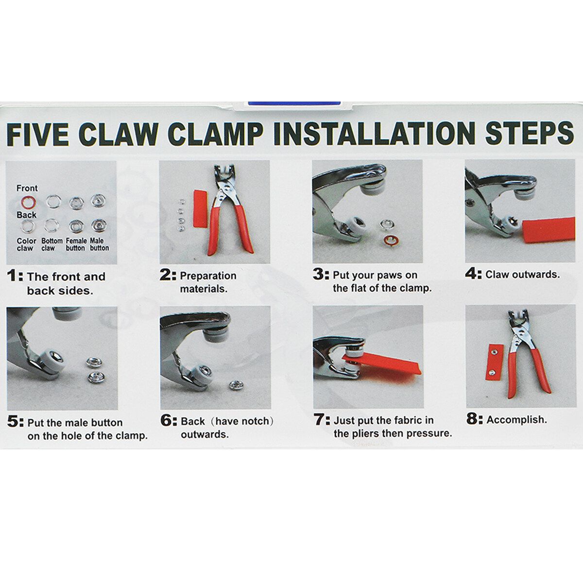 Solid Five Claw Buckle And Pliers Suit Combination Children's Button Steel 250pcs