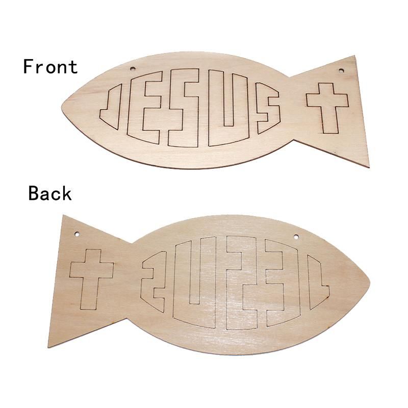 10Pcs Wood Cutting Hollow Fish Shape Wood Chip DIY