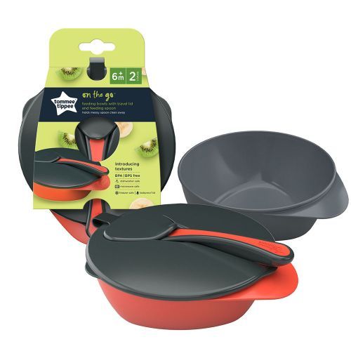 Easy Scoop 2 Feeding Bowls With Lid & Spoon