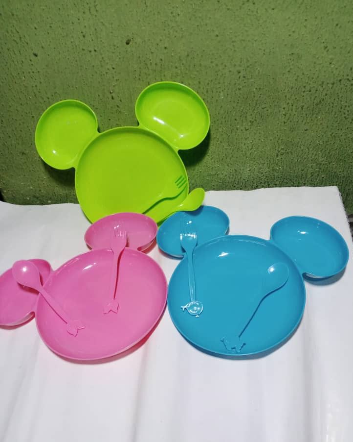 3 Plates, 3Forks And 3Spoons Mickey Mouse Design Feeding Set