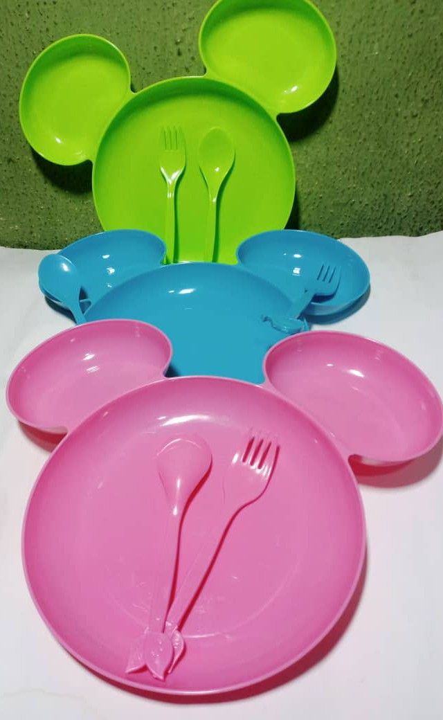 3 Plates, 3Forks And 3Spoons Mickey Mouse Design Feeding Set