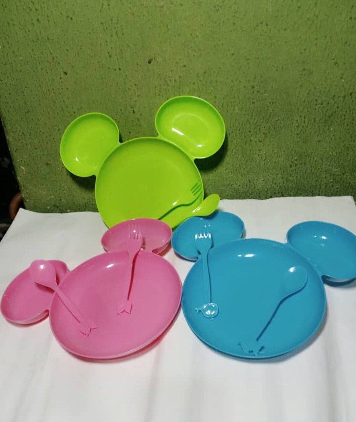 3 Plates, 3Forks And 3Spoons Mickey Mouse Design Feeding Set