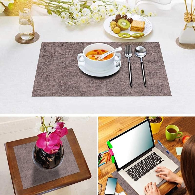 Faux Leather Heat Resistant Placemats for Dining Table Set B