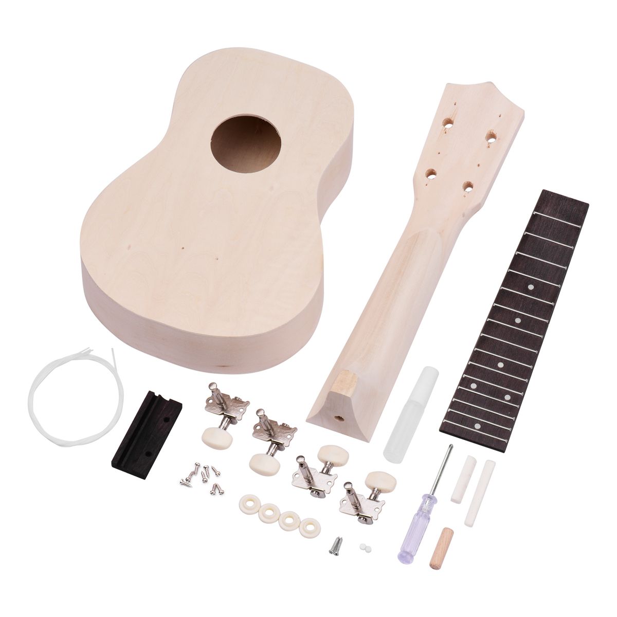 21 Inch Unfinished DIY Soprano Ukulele Ukelele Wooden
