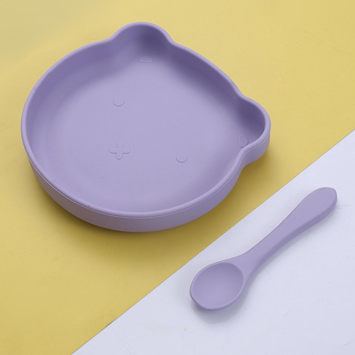 Baby Feeding Plate Silicone Toddlers Eating Dish Bowl Purple