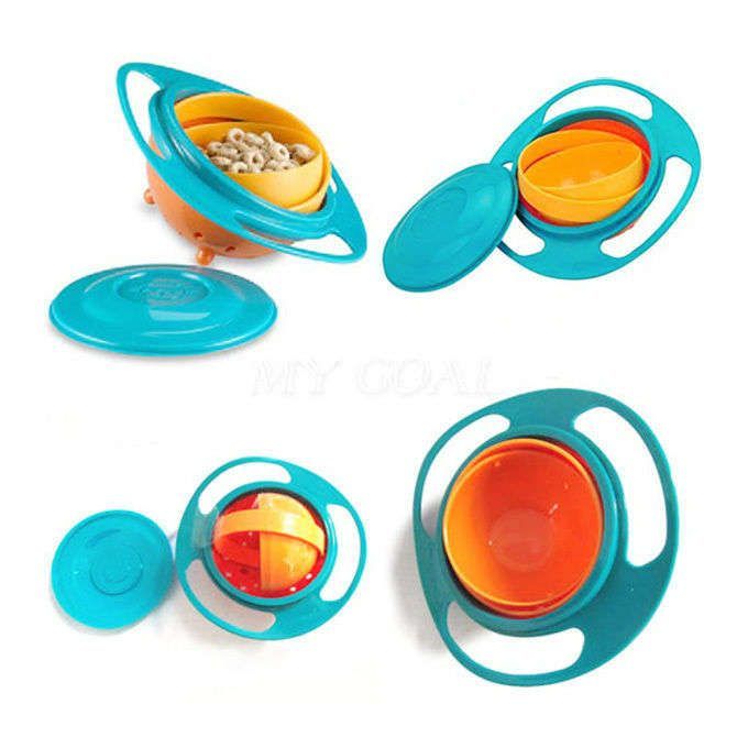 Non Spill Feeding Toddler Gyro Bowl 360 Rotate Baby Kids Avoid Food