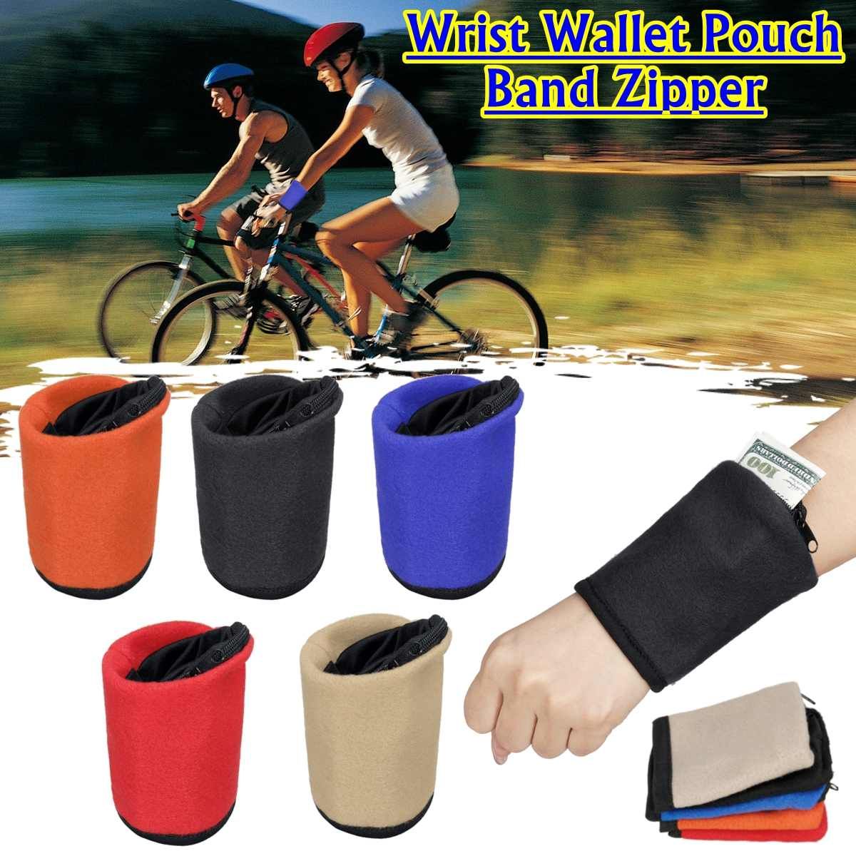 Men Women Wrist Wallet Pouch Band Zipper Running Travel Gym