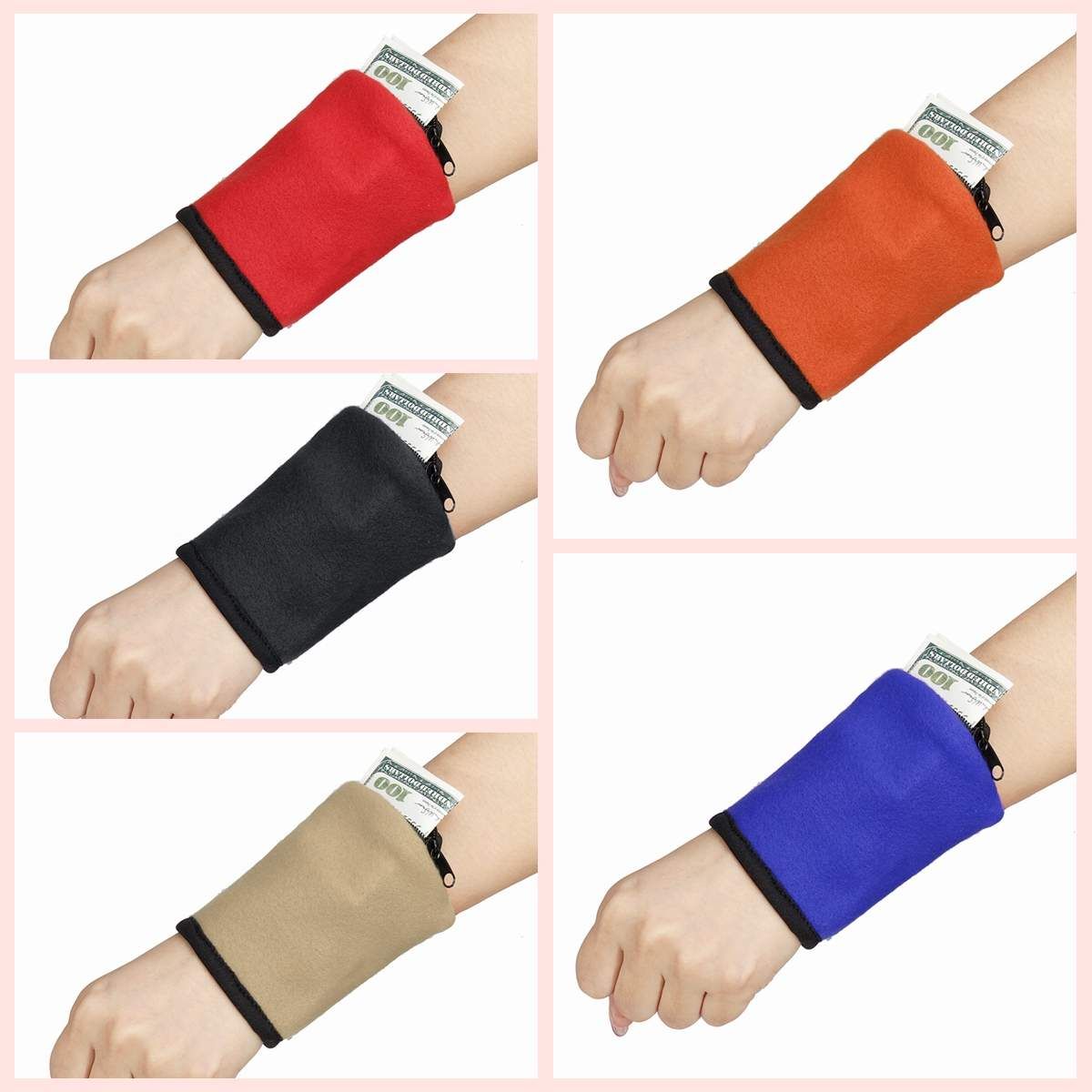 Men Women Wrist Wallet Pouch Band Zipper Running Travel Gym