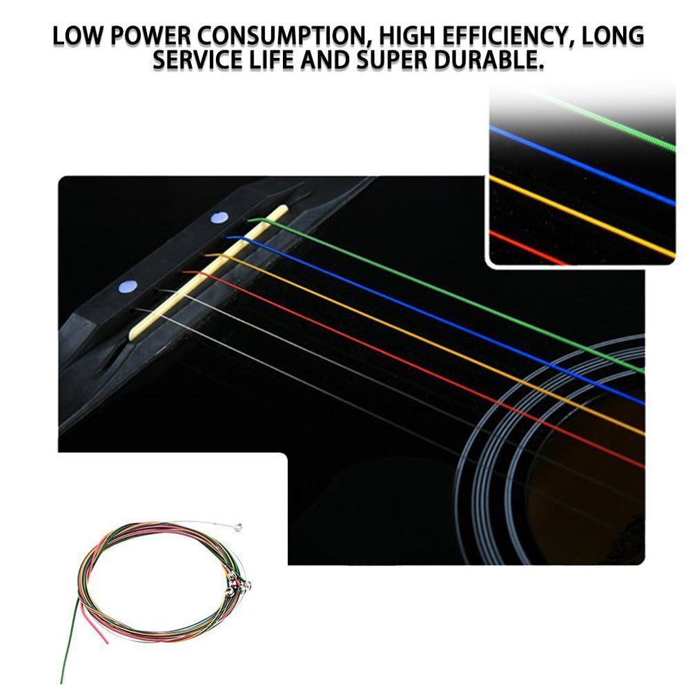 Colorful 1-6 E B G D A Rainbow Strings Set For Acoustic Guitar