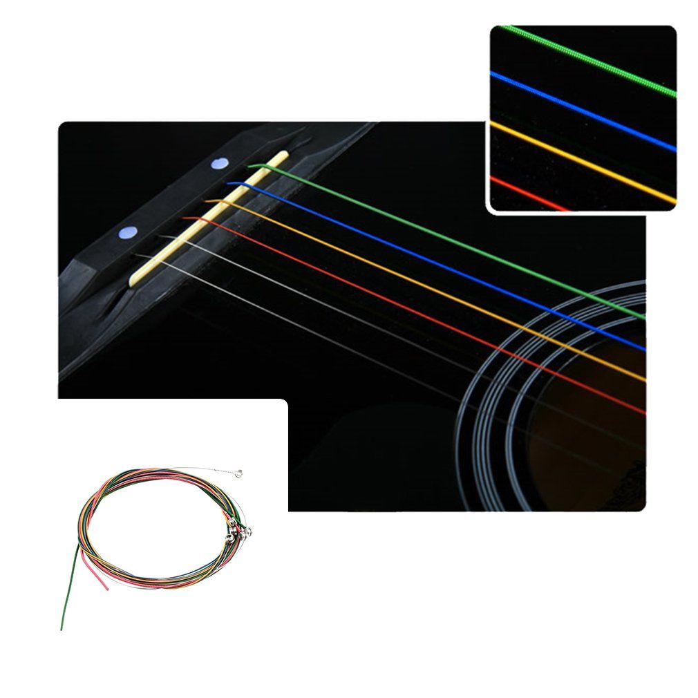 Colorful 1-6 E B G D A Rainbow Strings Set For Acoustic Guitar