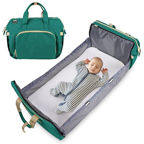 Backpack Foldable Baby Travel USB Diaper Bag Changing Bed