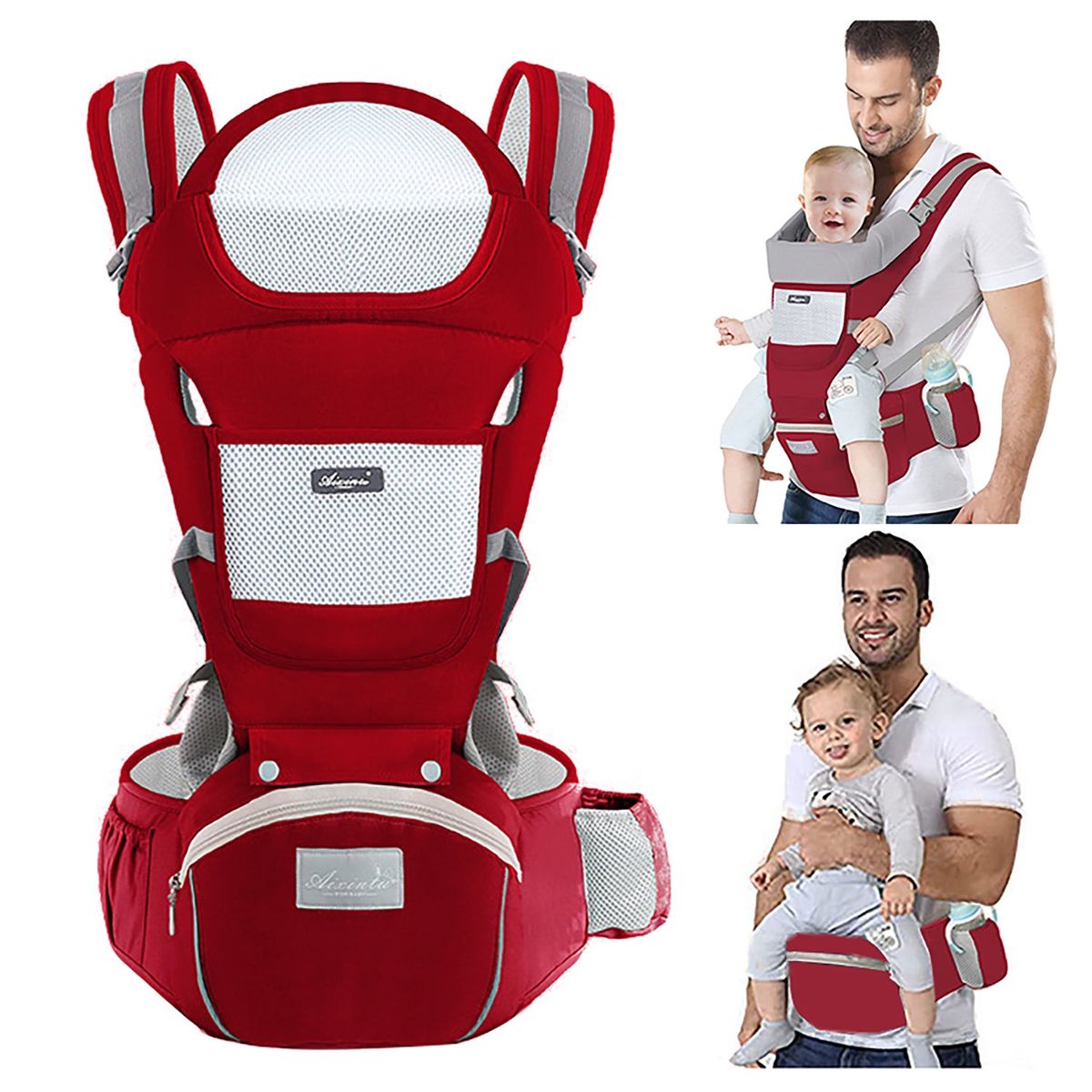 Baby Carrier With Hip Seat Convertible Ergonomic-Red