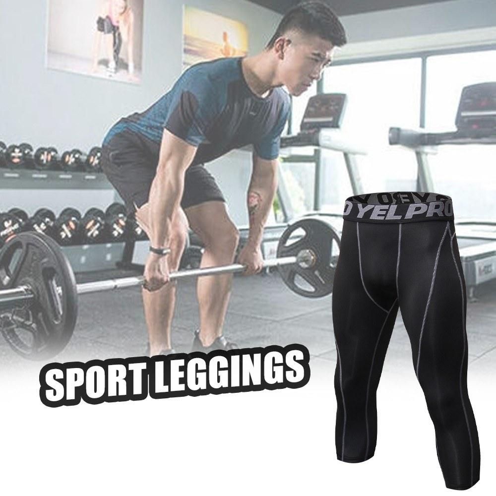 Men's Leggings Fitness Pants 2 Pairs Pack Quick Dry Workout Sports Tight Trousers Base Layer Basketball Training