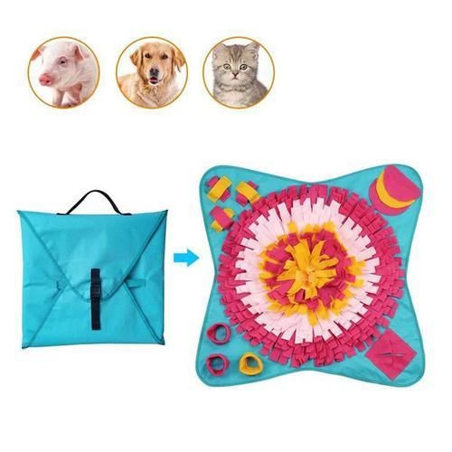 Square Pet Sniff Puzzle Mat Anti Choking Slow Feeding Training Pad Consume Energy Relieve Stress Pet Gift Blanket